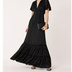 NEW/Tags black DVF gorgeous Floor length, great classic addition to closet L